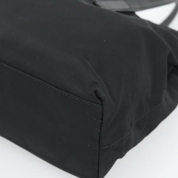 PRADA Tote Bag Nylon Leather Black Silver Auth ka4753A