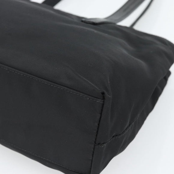 PRADA Tote Bag Nylon Leather Black Silver Auth ka4753A