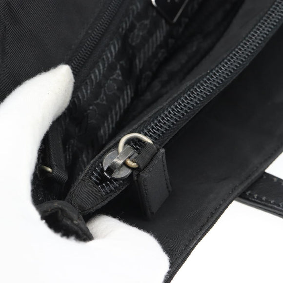 PRADA Tote Bag Nylon Leather Black Silver Auth ka4753A