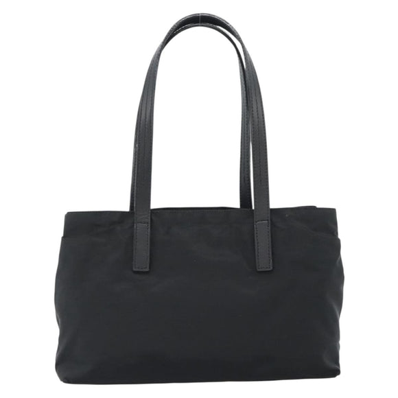 PRADA Tote Bag Nylon Leather Black Silver Auth ka4753A