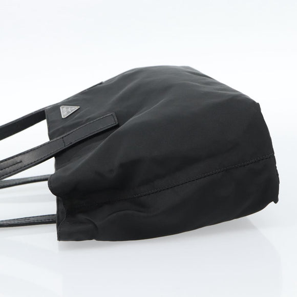 PRADA Tote Bag Nylon Leather Black Silver Auth ka4753A