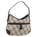 BURBERRY Nova Check Shoulder Bag Canvas Leather Beige Silver Auth ka4754V-1