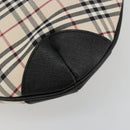 BURBERRY Nova Check Shoulder Bag Canvas Leather Beige Silver Auth ka4754V-17
