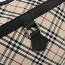 BURBERRY Nova Check Shoulder Bag Canvas Leather Beige Silver Auth ka4754V-18