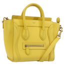 CELINE Hand Bag Leather 2way Gold Yellow Auth ka4756M-1