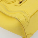 CELINE Hand Bag Leather 2way Gold Yellow Auth ka4756M-17