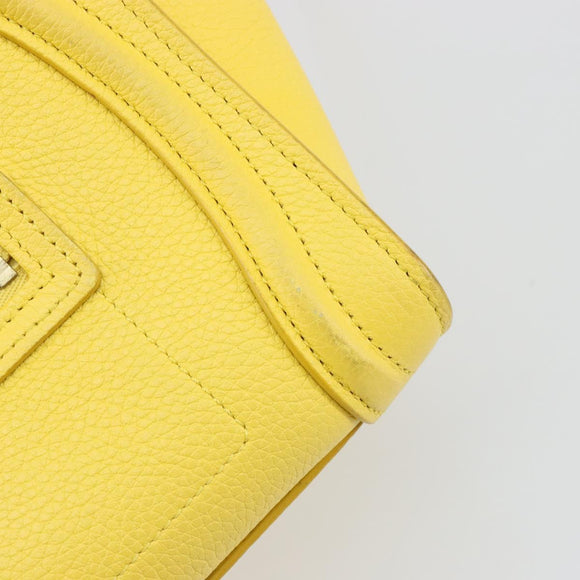 CELINE Hand Bag Leather 2way Gold Yellow Auth ka4756M