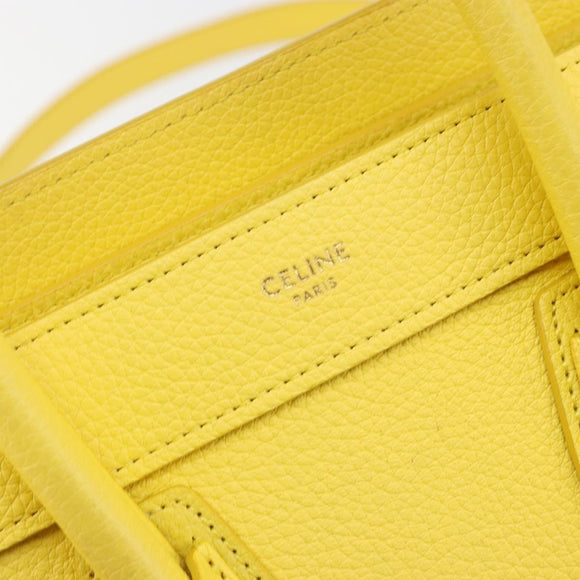 CELINE Hand Bag Leather 2way Gold Yellow Auth ka4756M