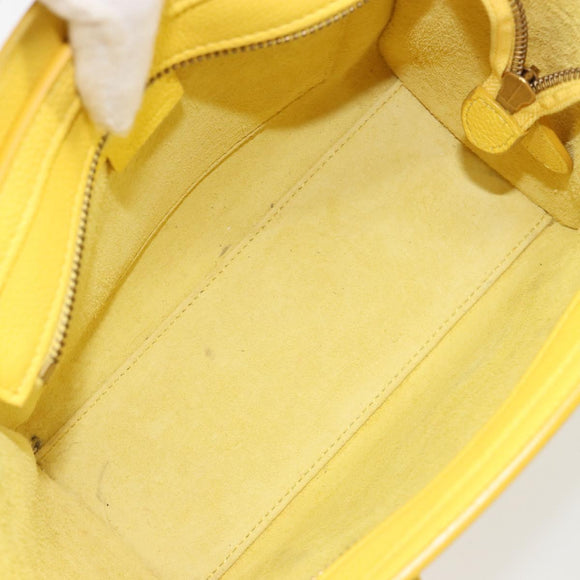 CELINE Hand Bag Leather 2way Gold Yellow Auth ka4756M