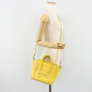 CELINE Hand Bag Leather 2way Gold Yellow Auth ka4756M-28