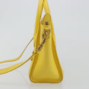 CELINE Hand Bag Leather 2way Gold Yellow Auth ka4756M-3