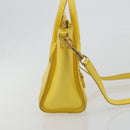 CELINE Hand Bag Leather 2way Gold Yellow Auth ka4756M-4