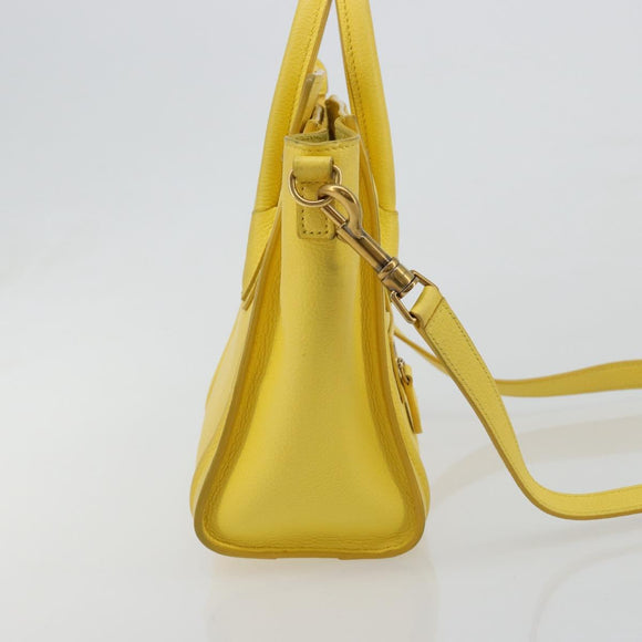 CELINE Hand Bag Leather 2way Gold Yellow Auth ka4756M