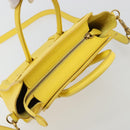 CELINE Hand Bag Leather 2way Gold Yellow Auth ka4756M-6