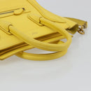 CELINE Hand Bag Leather 2way Gold Yellow Auth ka4756M-7
