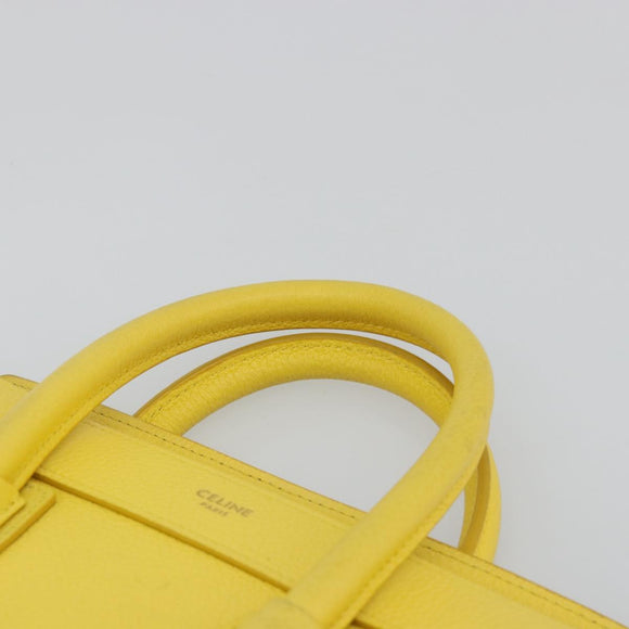 CELINE Hand Bag Leather 2way Gold Yellow Auth ka4756M