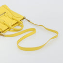 CELINE Hand Bag Leather 2way Gold Yellow Auth ka4756M-8