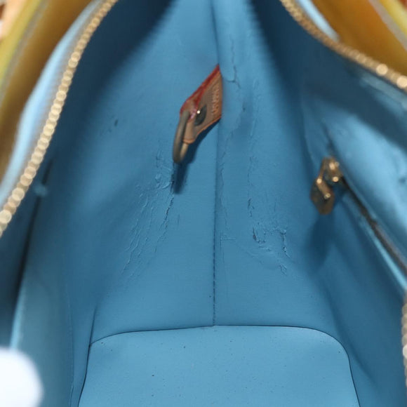 LOUIS VUITTON Monogram Vernis Houston Hand Bag Baby Blue M91005 LV Auth ka476