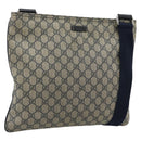 GUCCI GG Supreme Shoulder Bag PVC Navy Silver 201446 Auth ka4760-1