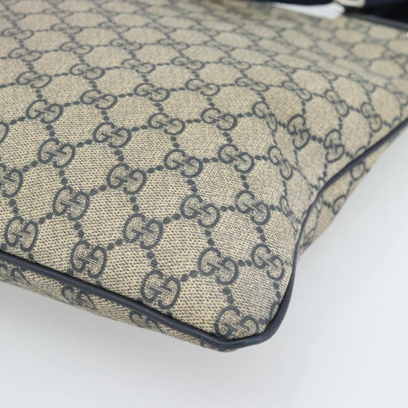 GUCCI GG Supreme Shoulder Bag PVC Navy Silver 201446 Auth ka4760