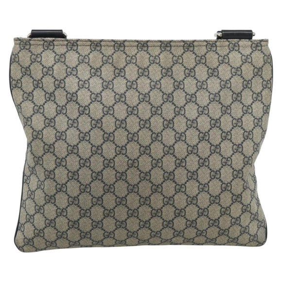 GUCCI GG Supreme Shoulder Bag PVC Navy Silver 201446 Auth ka4760