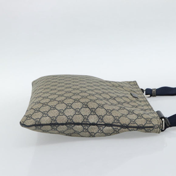 GUCCI GG Supreme Shoulder Bag PVC Navy Silver 201446 Auth ka4760