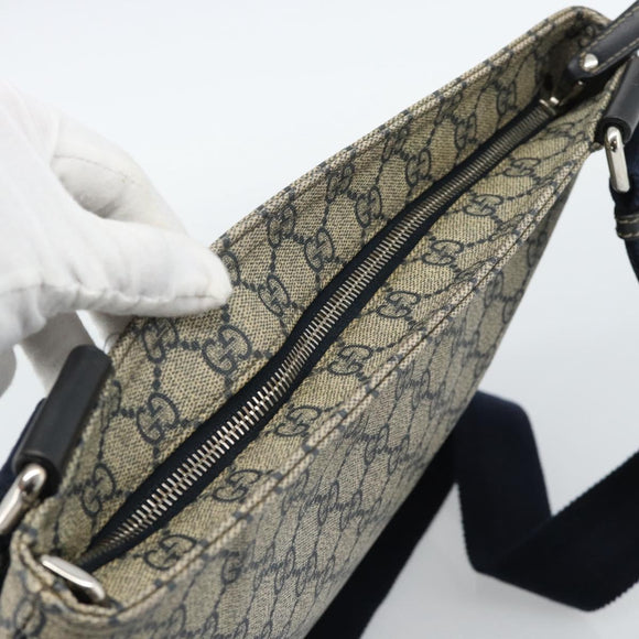 GUCCI GG Supreme Shoulder Bag PVC Navy Silver 201446 Auth ka4760