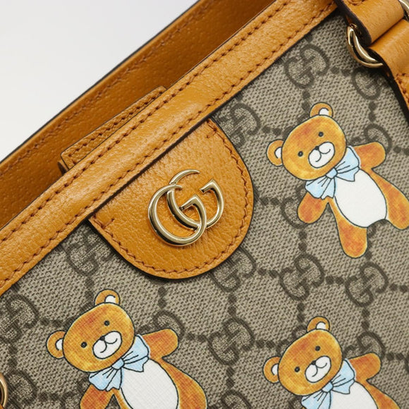 GUCCI GG Supreme Tote Bag PVC Beige Gold 631685 Auth ka4761M