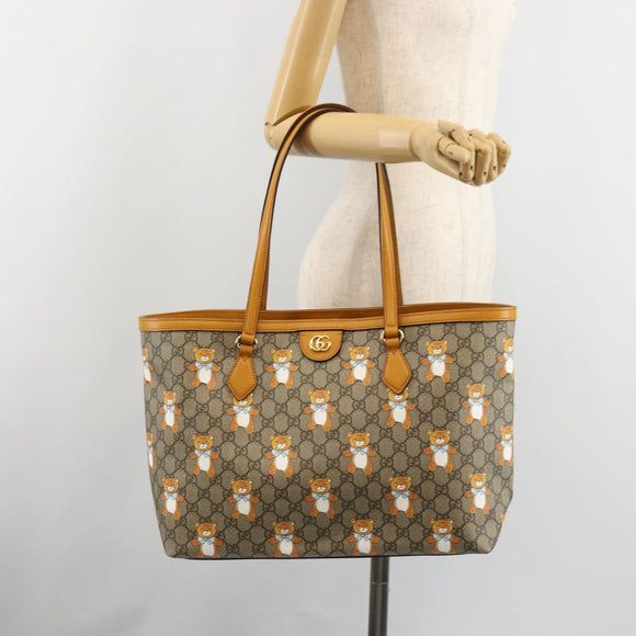 GUCCI GG Supreme Tote Bag PVC Beige Gold 631685 Auth ka4761M