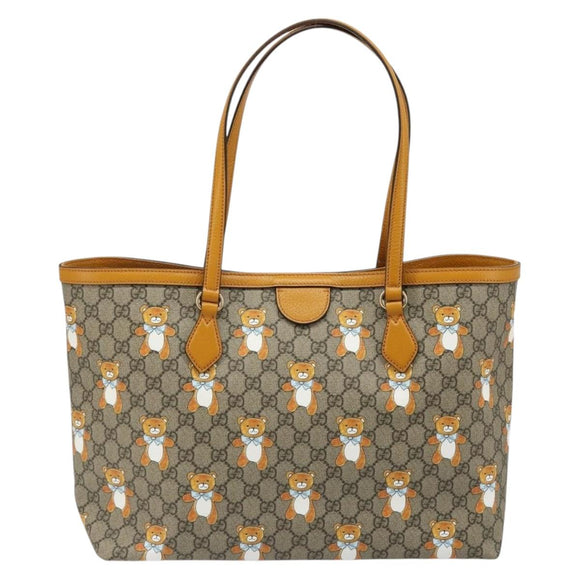 GUCCI GG Supreme Tote Bag PVC Beige Gold 631685 Auth ka4761M