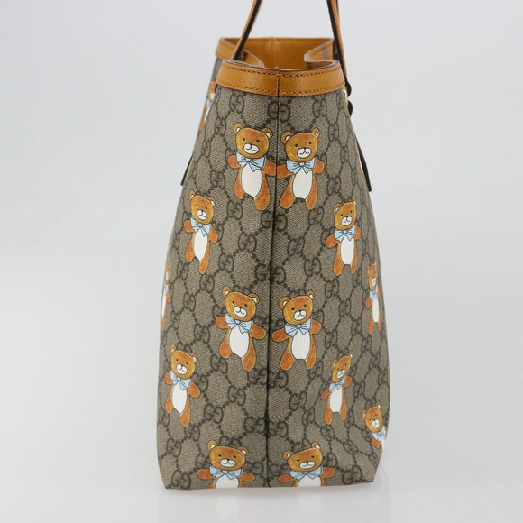 GUCCI GG Supreme Tote Bag PVC Beige Gold 631685 Auth ka4761M