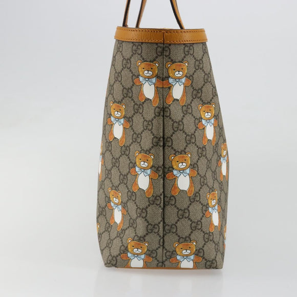 GUCCI GG Supreme Tote Bag PVC Beige Gold 631685 Auth ka4761M