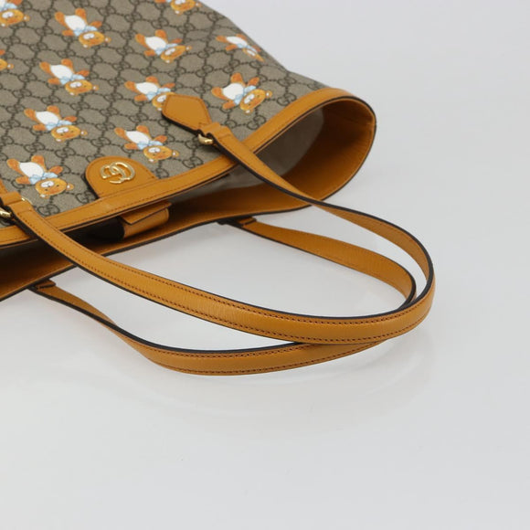 GUCCI GG Supreme Tote Bag PVC Beige Gold 631685 Auth ka4761M