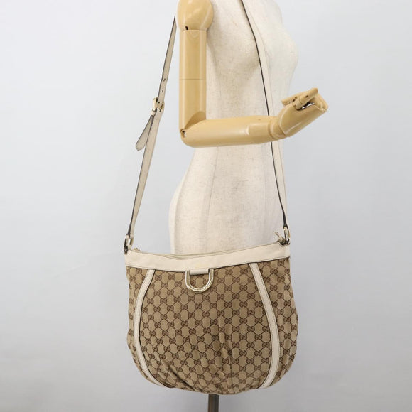GUCCI GG Canvas Shoulder Bag Beige Gold 204940 Auth ka4762