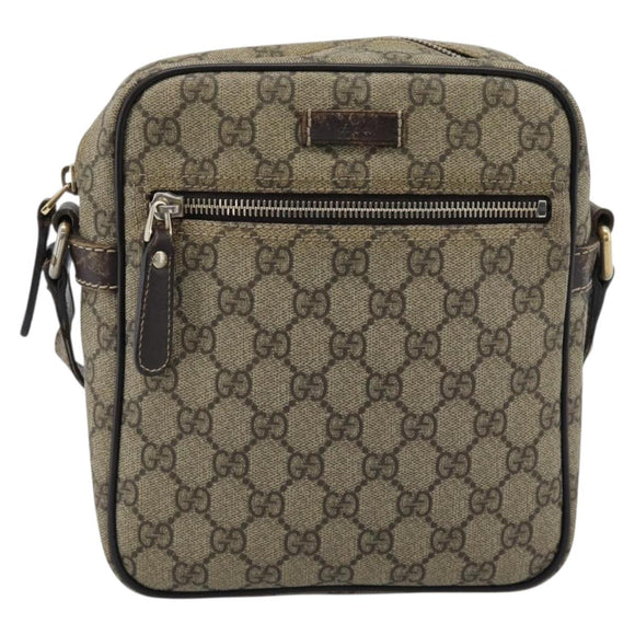 GUCCI GG Supreme Shoulder Bag PVC Beige Gold 233268 Auth ka4763