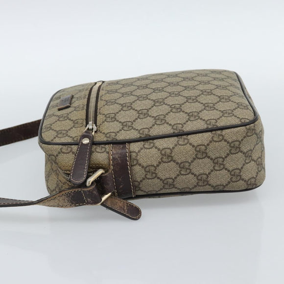 GUCCI GG Supreme Shoulder Bag PVC Beige Gold 233268 Auth ka4763