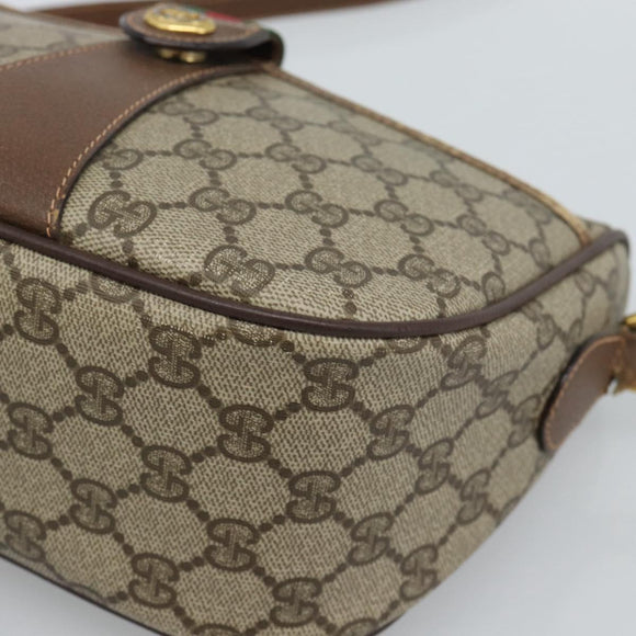 GUCCI GG Supreme Web Sherry Line Bag PVC Beige Gold 89 02 032 Auth ka4764