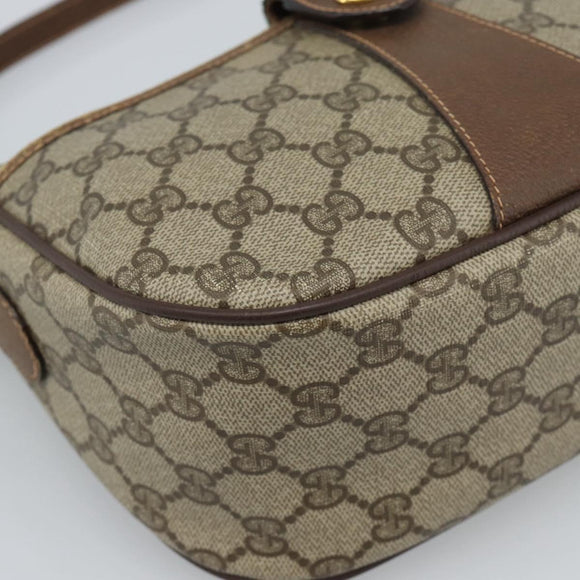 GUCCI GG Supreme Web Sherry Line Bag PVC Beige Gold 89 02 032 Auth ka4764