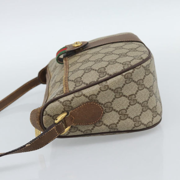 GUCCI GG Supreme Web Sherry Line Bag PVC Beige Gold 89 02 032 Auth ka4764