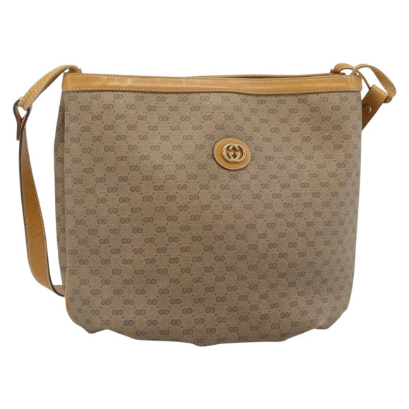 GUCCI Micro GG Supreme Shoulder Bag PVC Beige Gold Auth ka4765