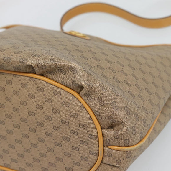 GUCCI Micro GG Supreme Shoulder Bag PVC Beige Gold Auth ka4765