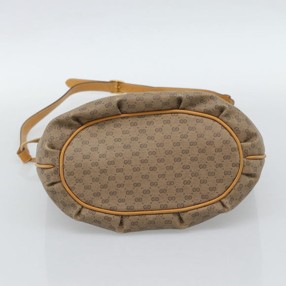 GUCCI Micro GG Supreme Shoulder Bag PVC Beige Gold Auth ka4765