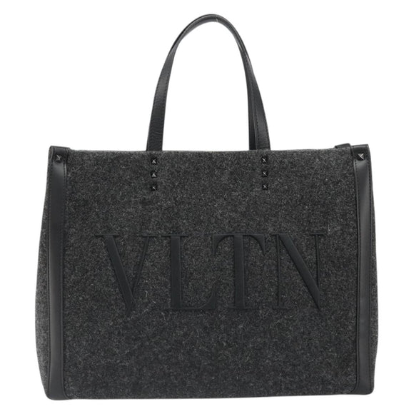 VALENTINO Tote Bag Wol Grijs Auth ka4766V