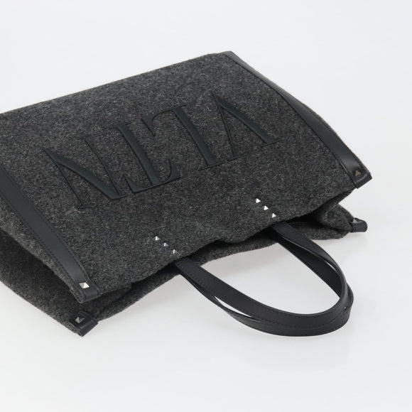 VALENTINO Tote Bag Wool Gray Auth ka4766V