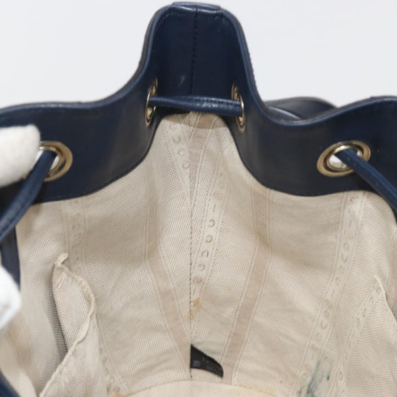 GUCCI Diamante Shoulder Bag Leather Navy Gold 354229 Auth ka4767