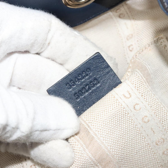GUCCI Diamante Shoulder Bag Leather Navy Gold 354229 Auth ka4767