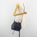 GUCCI Diamante Shoulder Bag Leather Navy Gold 354229 Auth ka4767-23