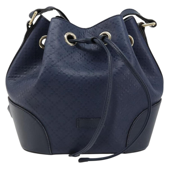 GUCCI Diamante Shoulder Bag Leather Navy Gold 354229 Auth ka4767