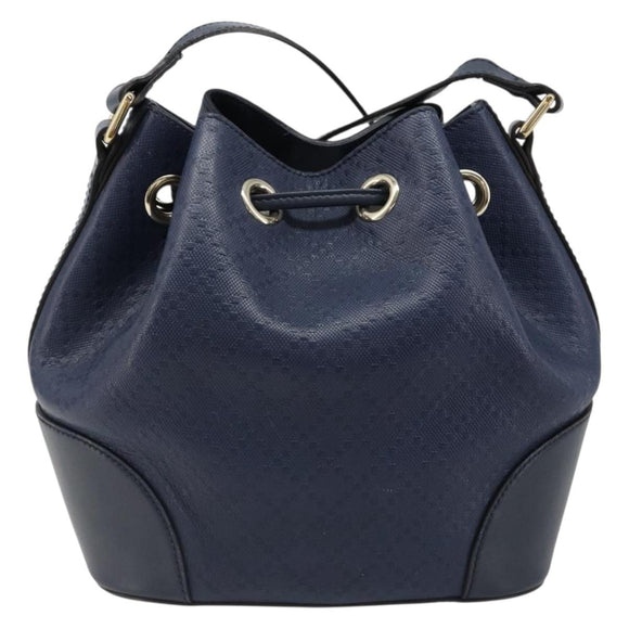 GUCCI Diamante Shoulder Bag Leather Navy Gold 354229 Auth ka4767