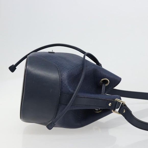 GUCCI Diamante Shoulder Bag Leather Navy Gold 354229 Auth ka4767
